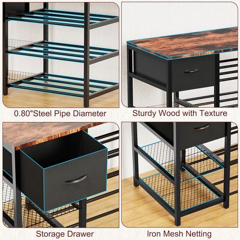 Frebomboo 3D Printer Filament Storage Rack, Versatile 3D Printer Stand Shelf with Drawer, Mobile 3-Tier Metal Filament Spool Holder, Perfect 3D Printer Cart Desk for Office Workshop Studio in Saudi Arabia