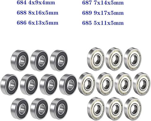 2/10pcs محامل كرة أخدود عميقة 688RS 684 685 686 687 688 689 ZZ RS 2RS Rubber Sealing Cove المحامل (-2RS أسود ، 687 7x14x5mm_10pcs_abec-5) in Saudi Arabia