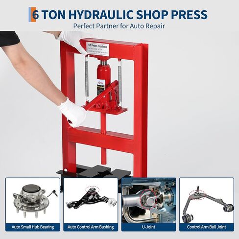 20 Ton Hydraulic Shop Press, H-Frame, 7-Hold Adjustable Height, with Movable Plates and Dust Cover, for Garage or Professional Users, Red in Kuwait