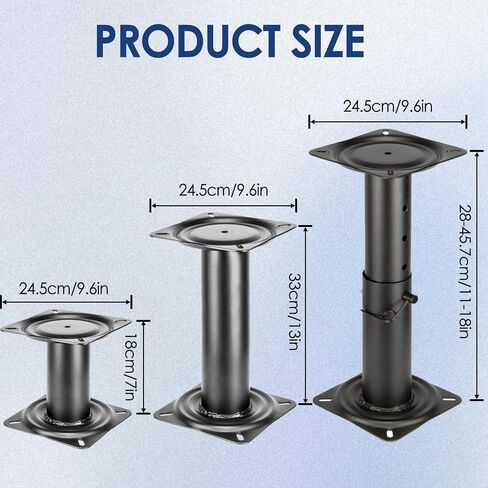 Boat Seat Pedestal Height Adjustable 11-18 inches Black Powder Coated Base for Yacht Boat Seat Mount,Ideal for Boating and Fishing Enthusiasts,Reinforced Welded Joints in Saudi Arabia