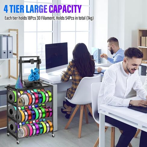 3D Printer Stand Filaments Storage, Heavy Duty 3D Printer Table Filament Storage Rack with Wheels, 3D Printer Cart Desk for PLA/ABS/TPU/Nylon, 3D Printer Shelf for Workshop Studio Home Office (Black) in Kuwait