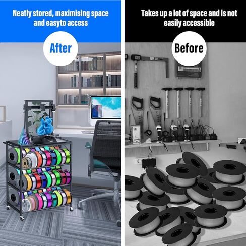 3D Printer Stand Filaments Storage, Heavy Duty 3D Printer Table Filament Storage Rack with Wheels, 3D Printer Cart Desk for PLA/ABS/TPU/Nylon, 3D Printer Shelf for Workshop Studio Home Office (Black) in Kuwait