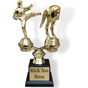 Trophy Outlet Kick Butt Trophy – 8.5" Custom Engraved Funny Award for Boss, Coworker, Friend or Partner | Appreciation or Gag Gift for Work, Retirement, or Celebration in Saudi Arabia