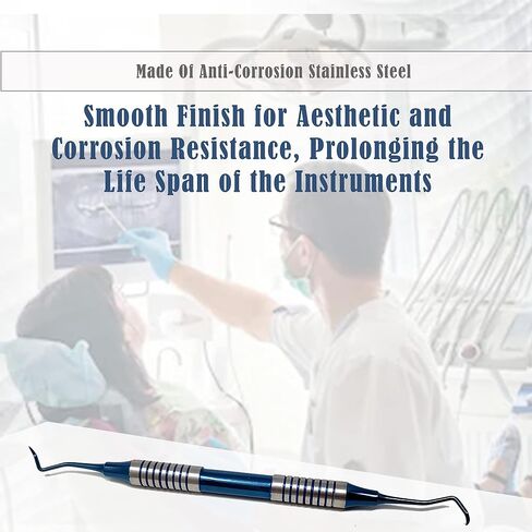 Dental Posterior Sickle Scaler 204S, Stainless Steel Dentist's Oral Hygiene Instrument, Hollow Handle Blue Titanium Coated Double Ended Dental Veterinary Instrument in Saudi Arabia