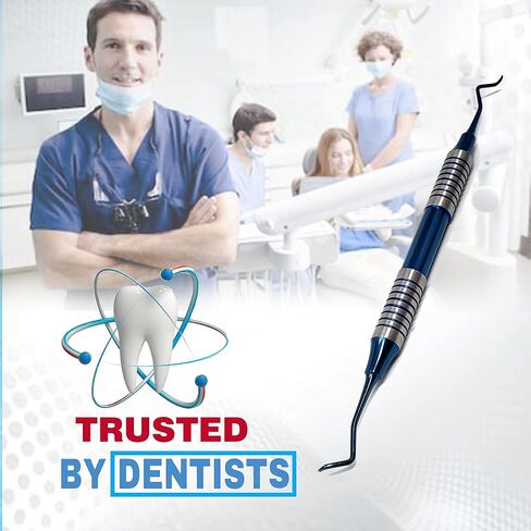 Dental Posterior Sickle Scaler 204S, Stainless Steel Dentist's Oral Hygiene Instrument, Hollow Handle Blue Titanium Coated Double Ended Dental Veterinary Instrument in Saudi Arabia