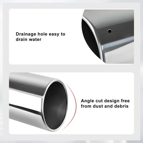 Mupera Universal 2.5 Inch Inlet Exhaust Tip-2 Pack, 6" Outlet, 9" Long Exhaust Tip for 2.5 Inch Outside Diameter Exhaust Tips, Silver Stainless Steel Exhaust Tips, Weld-On in Saudi Arabia