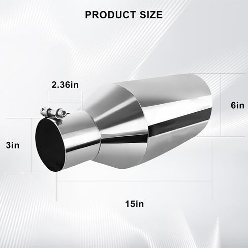 Mupera Universal 2.5 Inch Inlet Exhaust Tip-2 Pack, 6" Outlet, 9" Long Exhaust Tip for 2.5 Inch Outside Diameter Exhaust Tips, Silver Stainless Steel Exhaust Tips, Weld-On in Saudi Arabia