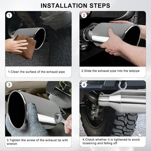 Mupera Universal 2.5 Inch Inlet Exhaust Tip-2 Pack, 6" Outlet, 9" Long Exhaust Tip for 2.5 Inch Outside Diameter Exhaust Tips, Silver Stainless Steel Exhaust Tips, Weld-On in Saudi Arabia