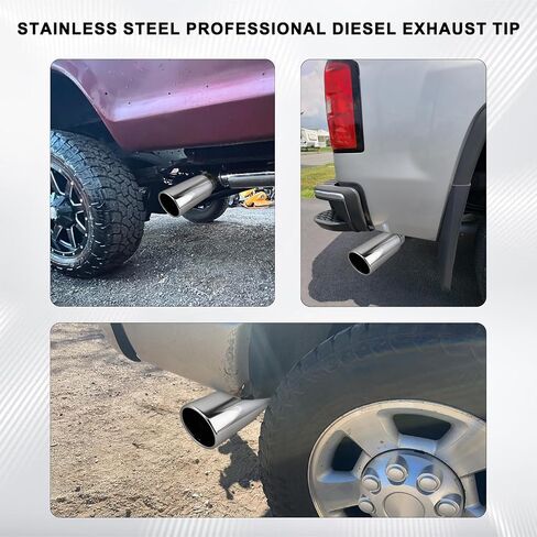 Mupera Universal 2.5 Inch Inlet Exhaust Tip-2 Pack, 6" Outlet, 9" Long Exhaust Tip for 2.5 Inch Outside Diameter Exhaust Tips, Silver Stainless Steel Exhaust Tips, Weld-On in Saudi Arabia