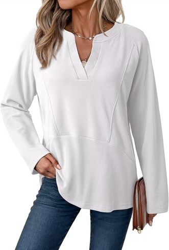 Dokotoo Women Tops Long Sleeve v Deck Dertts 2025 Fall Fashion Dary Disy Casual Business Tunic Blouses in Saudi Arabia