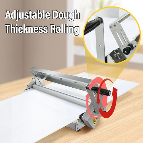 Folding Dough Sheeter with 2 Sheeter Boards, Stainless Steel, Adjustable Thickness, Countertop Manual Dough Roller Machine in Saudi Arabia