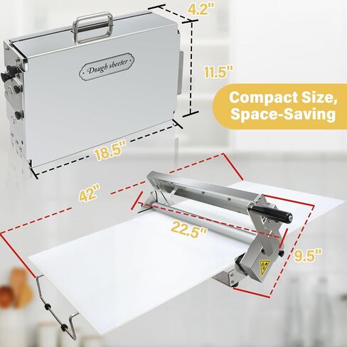 Folding Dough Sheeter with 2 Sheeter Boards, Stainless Steel, Adjustable Thickness, Countertop Manual Dough Roller Machine in Saudi Arabia