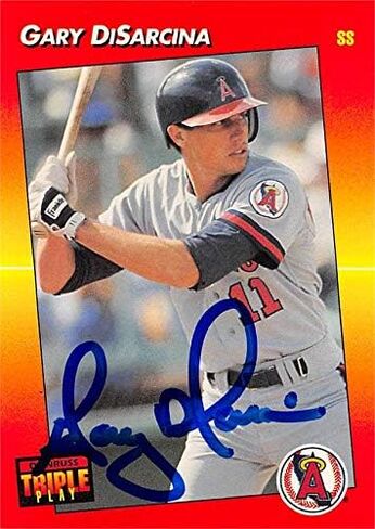 Sports Memorabilia Autograph Warehouse 570683 California Angels, SC Gary Disarcina Autographed Baseball Card - 1992 Donruss Triple Play No.251 in Saudi Arabia