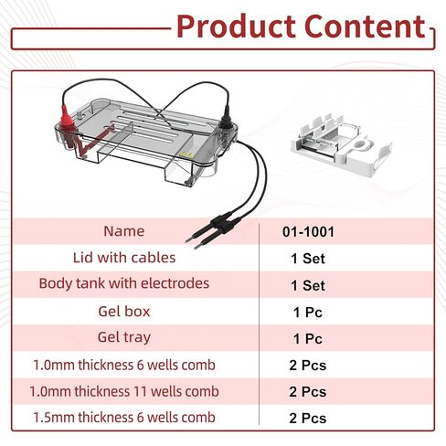 Multi-Functional Horizontal Electrophoresis Tank, 120×120mm Large Gel, 700mL Buffer Volume Electrophoresis System for Lab Biology in Kuwait