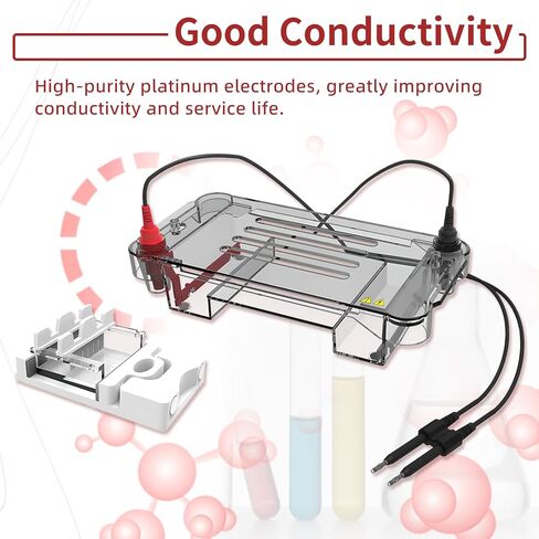 Multi-Functional Horizontal Electrophoresis Tank, 120×120mm Large Gel, 700mL Buffer Volume Electrophoresis System for Lab Biology in Kuwait