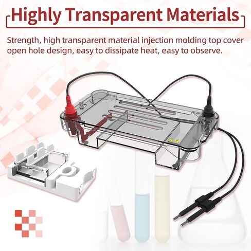 Multi-Functional Horizontal Electrophoresis Tank, 120×120mm Large Gel, 700mL Buffer Volume Electrophoresis System for Lab Biology in Kuwait