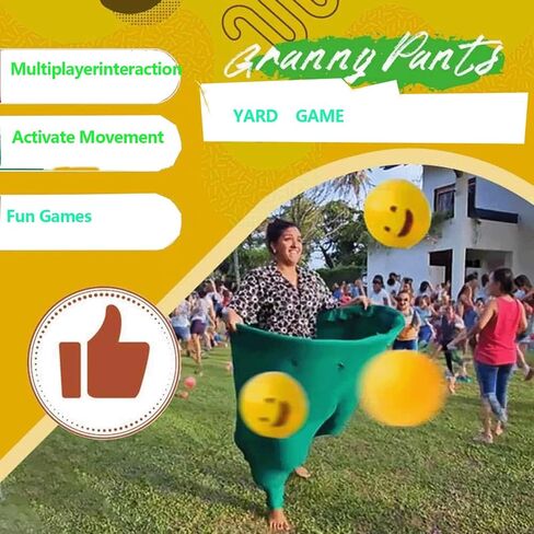 Granny Pants Yard Game مع كرات نطاط | لعبة القذف العملاقة في الهواء الطلق للبالغين وحفلات الأسرة | Team Relay Lawn Fun (سراويل 2 + 12 كرة) in Saudi Arabia