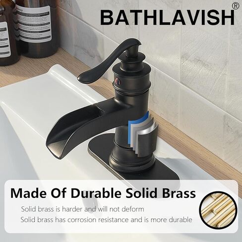 صنبور الحمام الأسود غير اللامع ، صنبور الحمام أحادي الحمام 1 ثقب أو 3 ثقب ، صنبور بالوعة الغرور للحفرة المرحاض العتيقة مع استنزاف منبثقة ، سطح ، خراطيم 2 in Kuwait