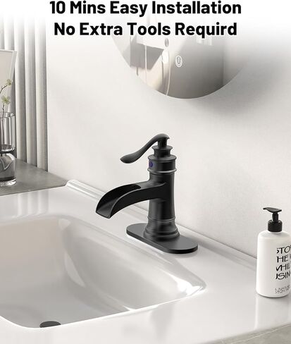 صنبور الحمام الأسود غير اللامع ، صنبور الحمام أحادي الحمام 1 ثقب أو 3 ثقب ، صنبور بالوعة الغرور للحفرة المرحاض العتيقة مع استنزاف منبثقة ، سطح ، خراطيم 2 in Kuwait