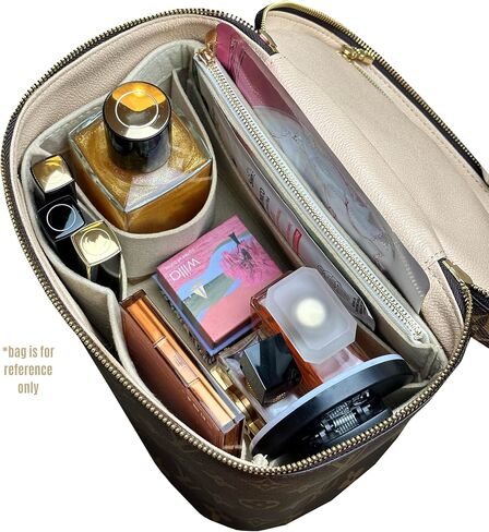 Nice bb Organizer Insert Nice Mini Vanity Organizer Nice Makeup Bag Case Liner Protector Premium Felt Customizable Handmade (Nice Mini, Beige) in Saudi Arabia