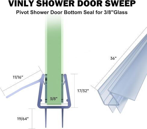 Glass Shower Door Bottom Seal Strip for 3/8" Glass, 36" Fremeless Shower Door Sweep to Prevent Leaks and Create a Water Barrier, Clear Vinyl Door Seal Strip in Saudi Arabia