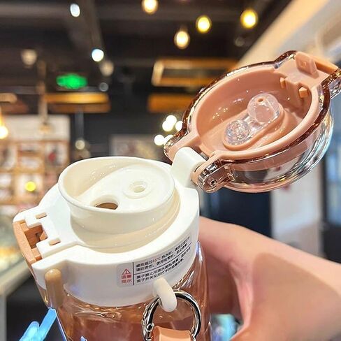 Cartoon capybara straw cup, cute sports bottle with shoulder strap, suitable for school, office, travel, and outdoor use. (760ml) in Saudi Arabia