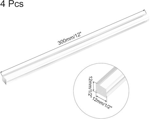meccanixity 10pcs قضبان أكريليك مربعة 1/8 "× 12" قضبان واضحة أكريليك واضحة العصي العصي البلاستيكية الأكريليك الشريط لزخارف البستنة الحرف ديي - 3 مم × 300 ملم in Saudi Arabia