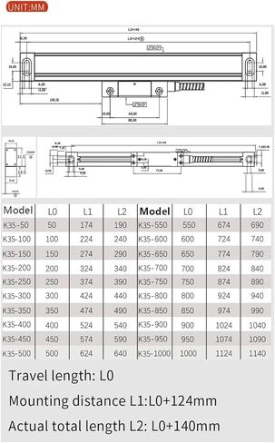 Linear Encoder 0.005mm K35 Grating Ruler Sensor 500mm 550mm 600mm 650mm 700mm 800mm 850mm 900mm 950mm 1000mm Linear Scale(Travel Length 900mm) in Saudi Arabia