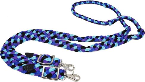 CHALLENGER Horse Western 8' Long Nylon Braided Knotted Barrel Roping Reins Tack 607510 in Saudi Arabia
