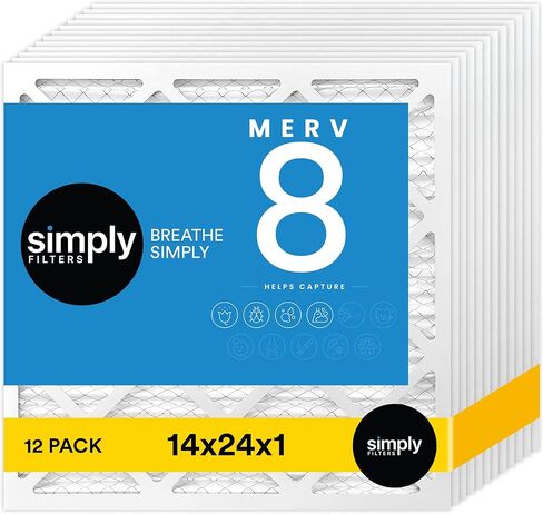 Simply 16x25x1 Air Filter, Merv 8, MPR 600, 12 Pack, Furnace Air Filter for HVAC (Actual Size: 15.75"x24.75"x0.75") DUST, Pet, & Allergy Control in Saudi Arabia