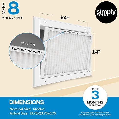 Simply 16x25x1 Air Filter, Merv 8, MPR 600, 12 Pack, Furnace Air Filter for HVAC (Actual Size: 15.75"x24.75"x0.75") DUST, Pet, & Allergy Control in Saudi Arabia