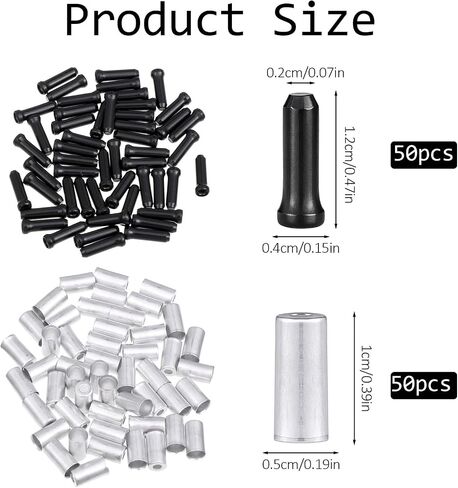 100pcs Bike Wire End Cap Cable End Caps Bicycle Cable Ends Crimps, Bike Brake Cables Ends Caps Crimps Aluminum Alloy Brake Cables Tips Cycling Cap Shifter Inner Tips for Road Mountain Bicycle in Saudi Arabia