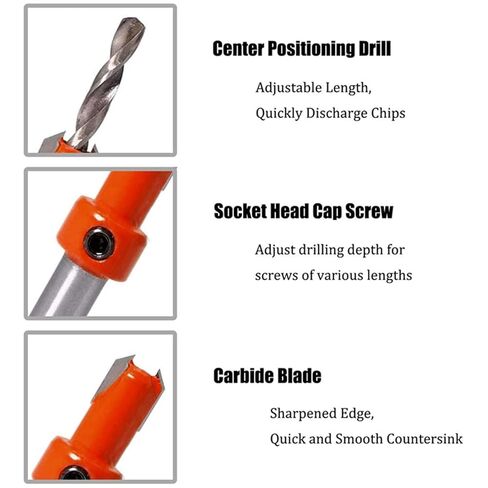 HSS Woodworking Countersink Router Drill Bit Set Screw Cutter Timber Tools Alloy Extractor Salad Bits 8mm 10mm Shank(4.0x10mm(1PC)) in Saudi Arabia