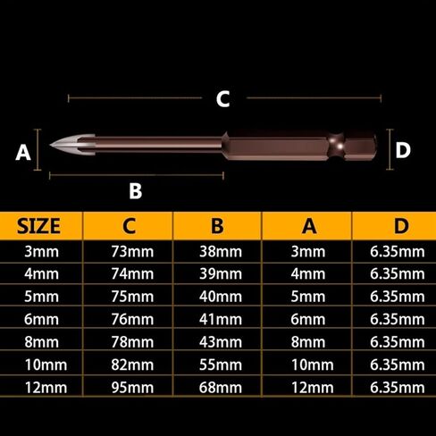 Cross Hex Tile Drill Bits Glass Ceramic Concrete Hole Opener 4 Carbide Tip Spear Drill Bit 1Pcs(6mm) in Saudi Arabia