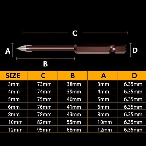 Cross Hex Tile Drill Bits Glass Ceramic Concrete Hole Opener 4 Carbide Tip Spear Drill Bit 1Pcs(6mm) in Saudi Arabia