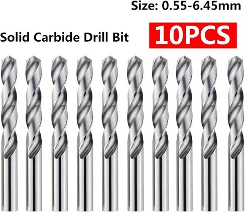 0.55mm-6.45mm Solid Carbide Drill Bits Set Spiral Flute Machine Twist Drill Bit for Hard Metal Stainless Steel 1Pcs(3.45x38mm 10pcs) in Saudi Arabia
