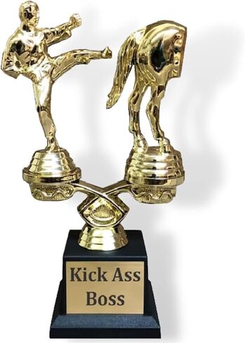 Trophy Outlet Kick Butt Trophy – 8.5" Custom Engraved Funny Award for Boss, Coworker, Friend or Partner | Appreciation or Gag Gift for Work, Retirement, or Celebration in Saudi Arabia