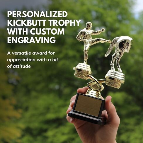 Trophy Outlet Kick Butt Trophy – 8.5" Custom Engraved Funny Award for Boss, Coworker, Friend or Partner | Appreciation or Gag Gift for Work, Retirement, or Celebration in Saudi Arabia