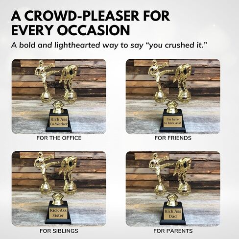 Trophy Outlet Kick Butt Trophy – 8.5" Custom Engraved Funny Award for Boss, Coworker, Friend or Partner | Appreciation or Gag Gift for Work, Retirement, or Celebration in Saudi Arabia