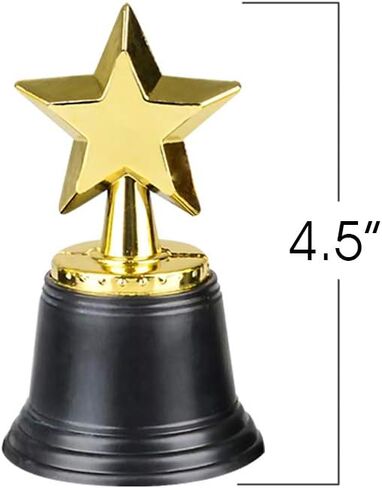 ArtCreativity Gold Plastic Star Trophies for Kids - Pack of 12 Golden Colored Trophy Set - 4.5 Inch Award Trophies for Football, Soccer, Baseball, Carnival Prize, Party Favors for Boys and Girls in Saudi Arabia