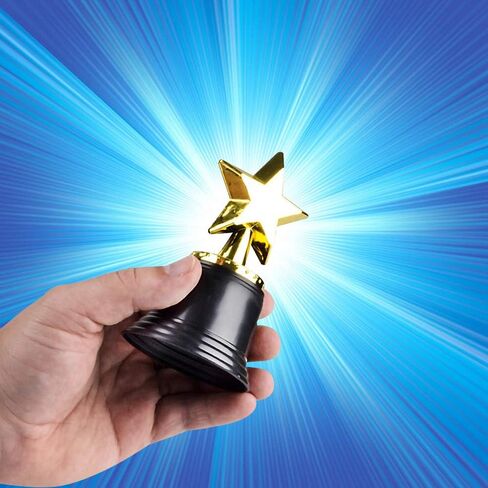 ArtCreativity Gold Plastic Star Trophies for Kids - Pack of 12 Golden Colored Trophy Set - 4.5 Inch Award Trophies for Football, Soccer, Baseball, Carnival Prize, Party Favors for Boys and Girls in Saudi Arabia