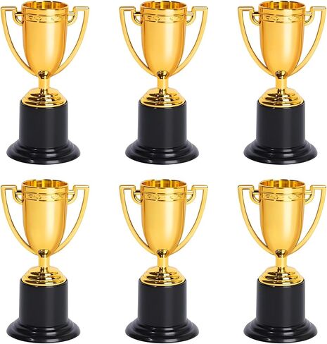 Mini Gold Trophy Awards (6-Pack) - 4" Plastic Trophies for Kids Party Favors, Sports Competitions, Preschool, Kindergarten Graduation, Elementary School Awards & Recognition Ceremonies Party Gifts in Saudi Arabia