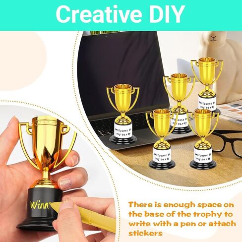 Mini Gold Trophy Awards (6-Pack) - 4" Plastic Trophies for Kids Party Favors, Sports Competitions, Preschool, Kindergarten Graduation, Elementary School Awards & Recognition Ceremonies Party Gifts in Saudi Arabia