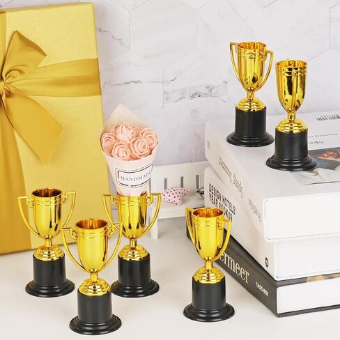 Mini Gold Trophy Awards (6-Pack) - 4" Plastic Trophies for Kids Party Favors, Sports Competitions, Preschool, Kindergarten Graduation, Elementary School Awards & Recognition Ceremonies Party Gifts in Saudi Arabia