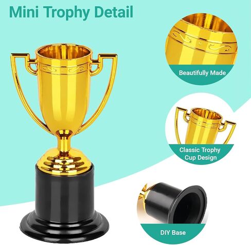 Mini Gold Trophy Awards (6-Pack) - 4" Plastic Trophies for Kids Party Favors, Sports Competitions, Preschool, Kindergarten Graduation, Elementary School Awards & Recognition Ceremonies Party Gifts in Saudi Arabia