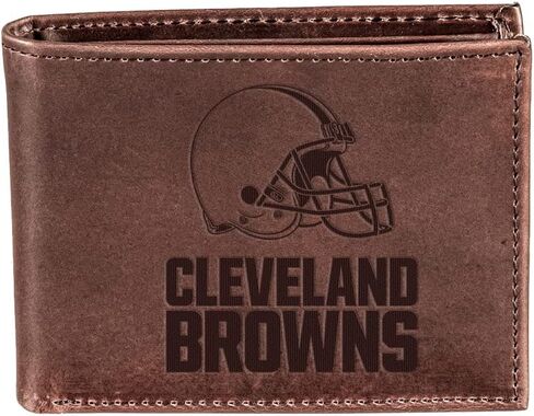 Team Sports America NFL Cleveland Brown Wallet | Bi-Fold | Officially Licensed Stamped Logo | Made of Leather | Money and Card Organizer | Gift Box Included in Saudi Arabia