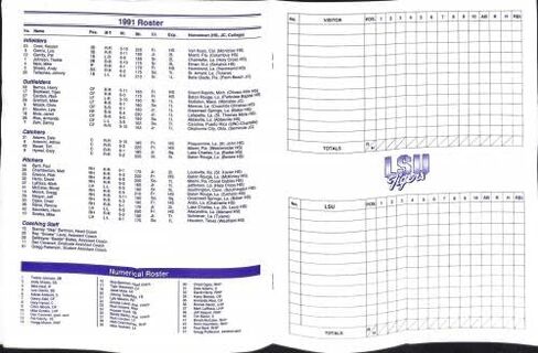 1991 برنامج LSU v Vanderbilt للبيسبول 5/4 Alex Box Stadium 86146B18 - برامج الكلية in Kuwait