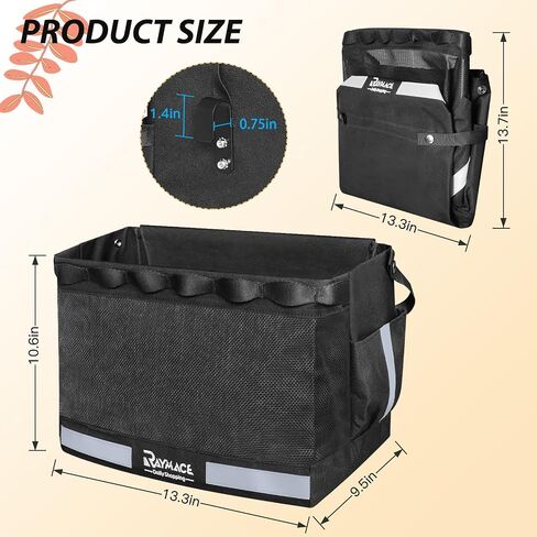 RAYMACE 2Pack Bike Grocery Panniers for Bicycles and Ebikes,Bike Rack Bags with Reflective Spots and Side Pockets,Folding Bike Basket Fits for Most Rear Racks (Leaf) in Saudi Arabia