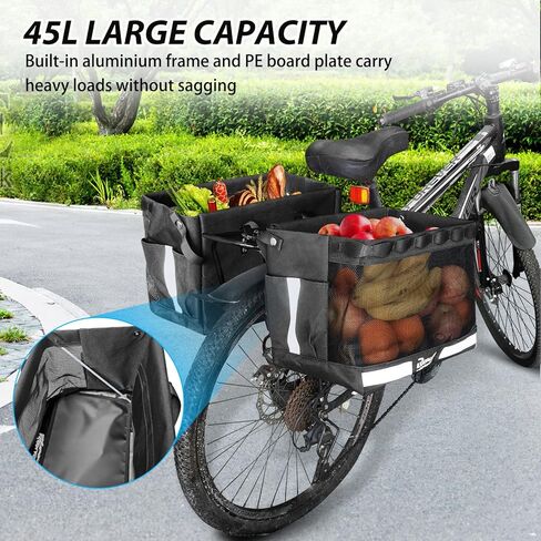 RAYMACE 2Pack Bike Grocery Panniers for Bicycles and Ebikes,Bike Rack Bags with Reflective Spots and Side Pockets,Folding Bike Basket Fits for Most Rear Racks (Leaf) in Saudi Arabia