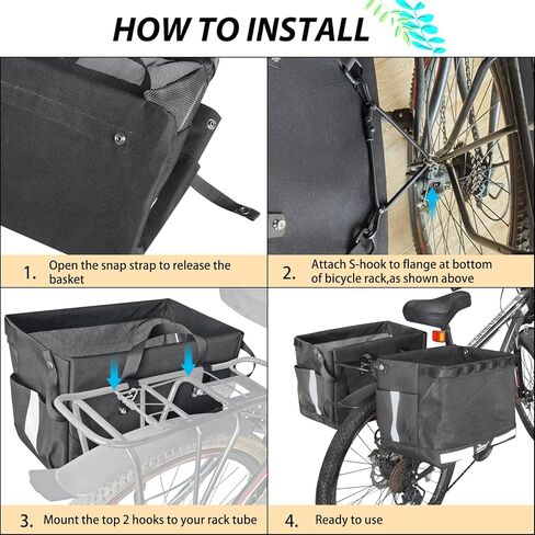 RAYMACE 2Pack Bike Grocery Panniers for Bicycles and Ebikes,Bike Rack Bags with Reflective Spots and Side Pockets,Folding Bike Basket Fits for Most Rear Racks (Leaf) in Saudi Arabia